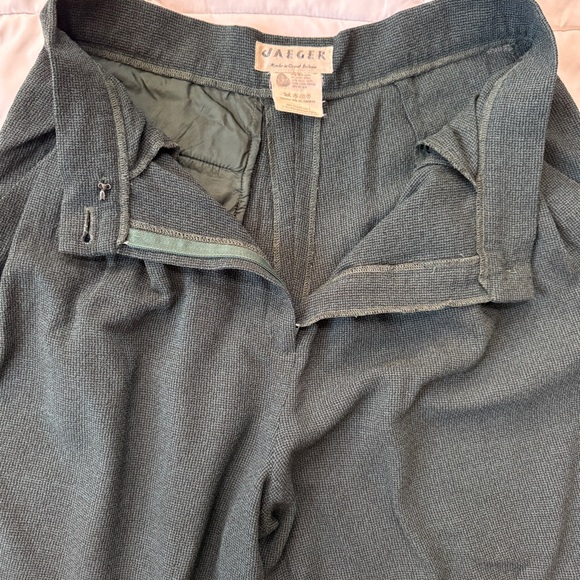 Jaeger Vintage Wool Trousers High Waist Pleated Green Trousers Womens 10 Capsule - Picture 6 of 10